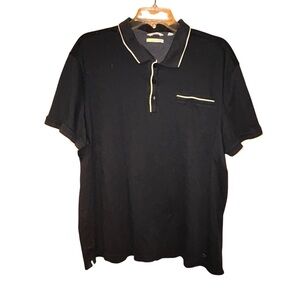 Calvin Klein Mens Liquid Touch Polo Shirt XL Black Cotton Classic Fit